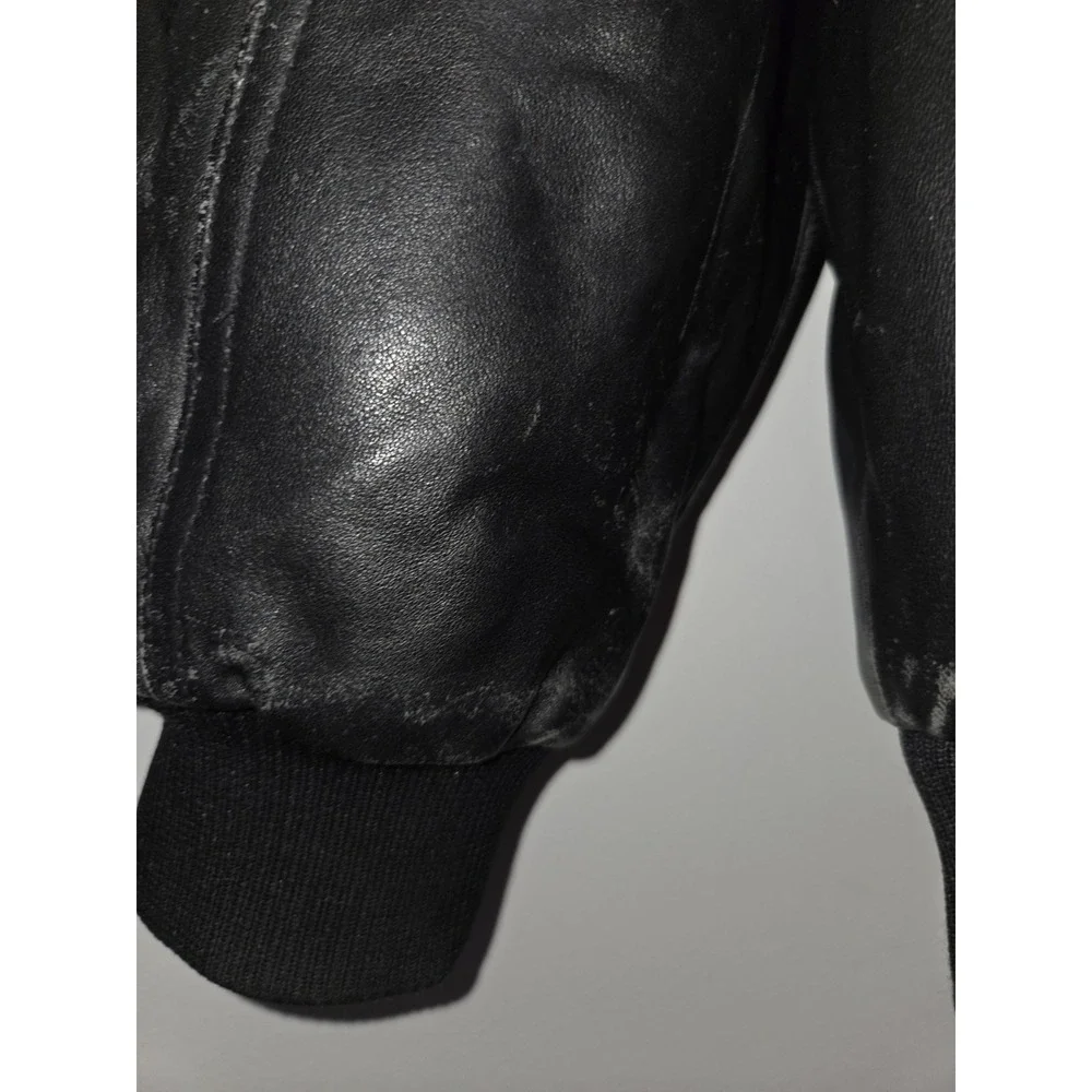 Leather Zippered Men's Jacket Black Size 3XL Roca Wear - Picture 12 of 13